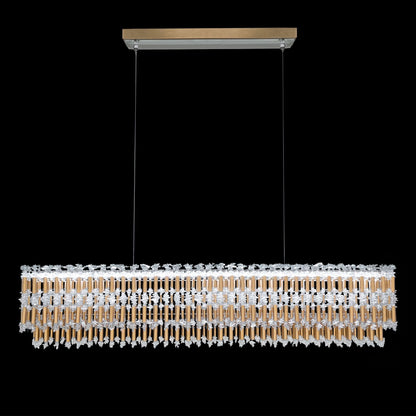 Tahitian 48" Wide Heirloom Gold Crystal 1-Lt Linear Pendant