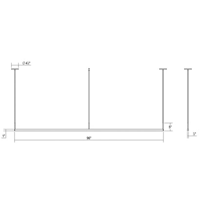 Thin-Line 96" Wide Bright Satin Aluminum Two-Sided LED Pendant