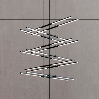 Tik-Tak�?47 1/2"W Black Stack 6-Tier 24-Light LED Pendant