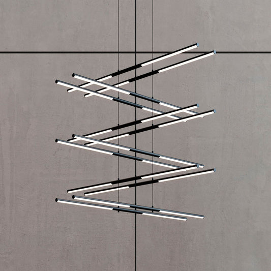 Tik-Tak�?47 1/2"W Black Stack 6-Tier 24-Light LED Pendant