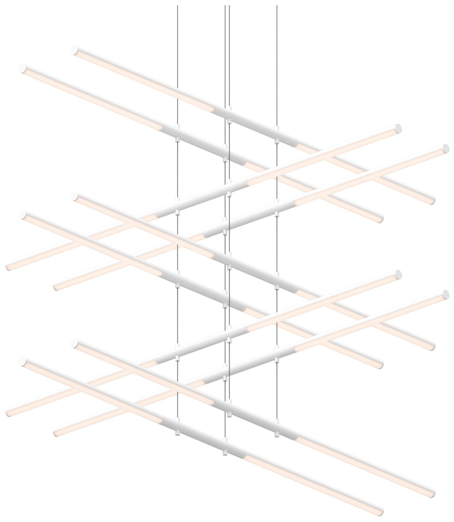 Tik.Tak Stack 47.5" Wide Satin White 5.Tier LED Pendant