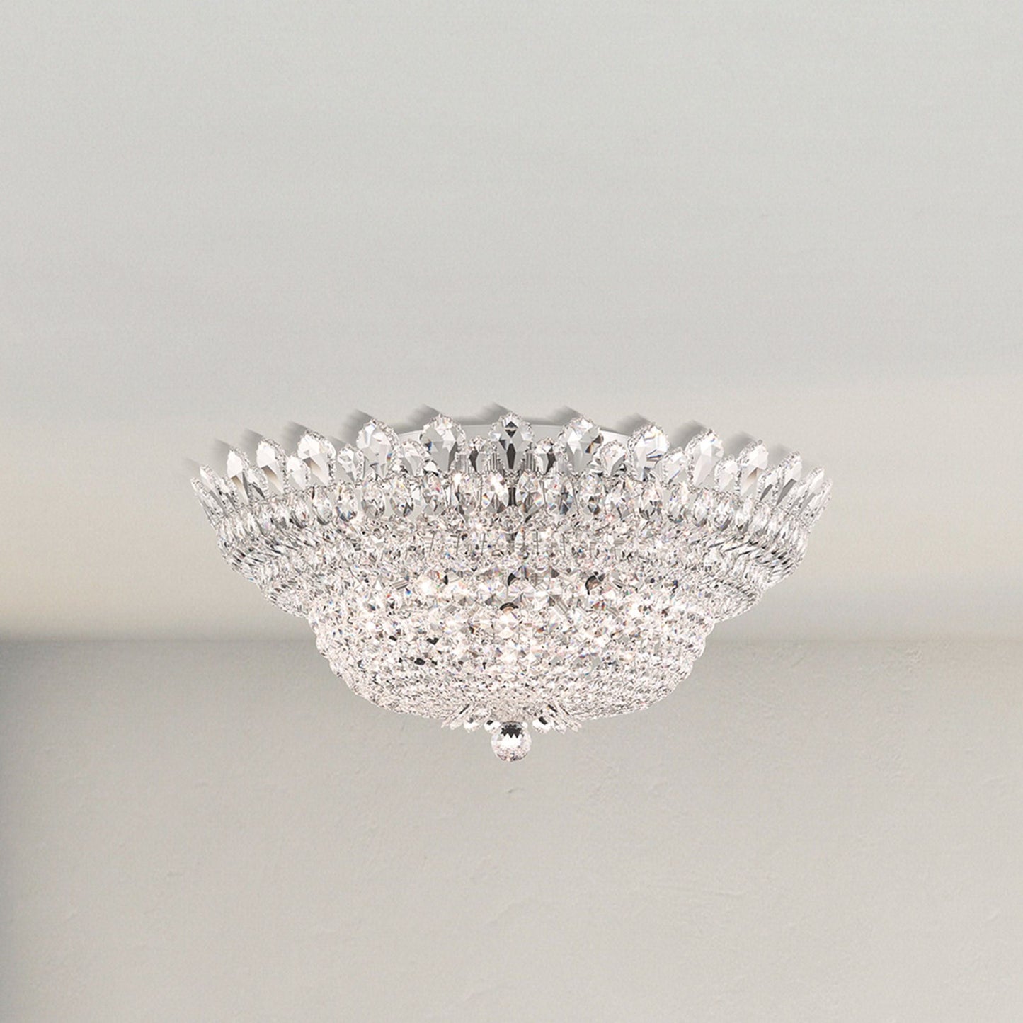 Trilliane 13.5"H x 33"W 23-Light Crystal Flush Mount in Silver