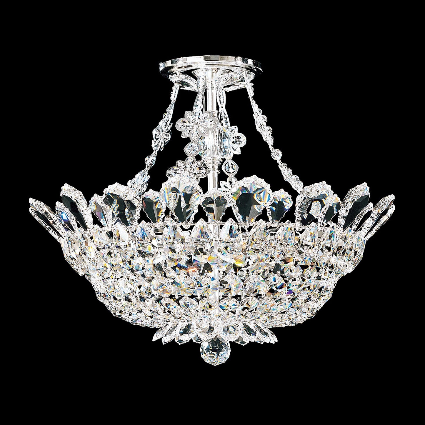 Trilliane 15"H x 19"W 8-Light Crystal Semi-Flush Mount in Silver