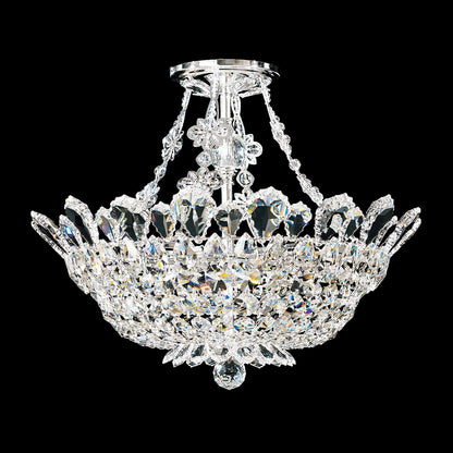 Trilliane 15"H x 19"W 8-Light Crystal Semi-Flush Mount in Silver