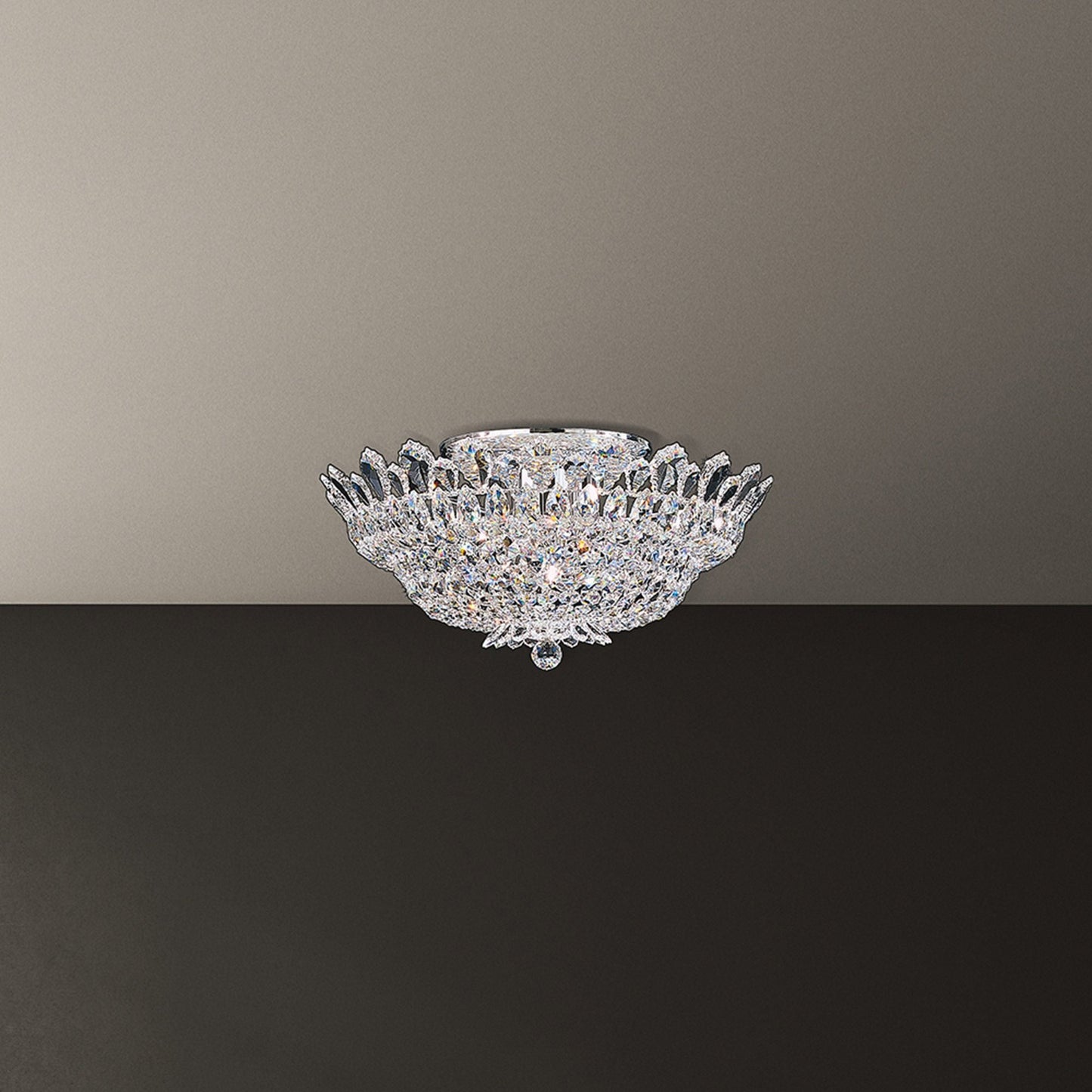 Trilliane 24" Wide Polished Silver Clear Crystal 10-Lt Flush Mt