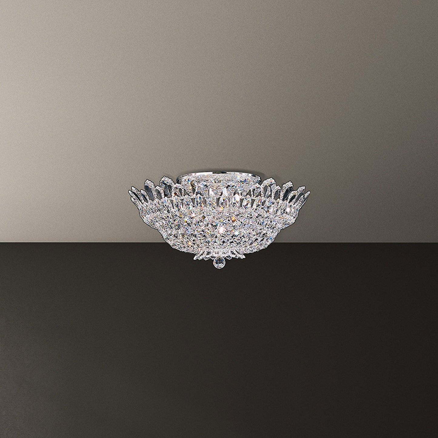 Trilliane 24" Wide Polished Silver Clear Crystal 10-Lt Flush Mt