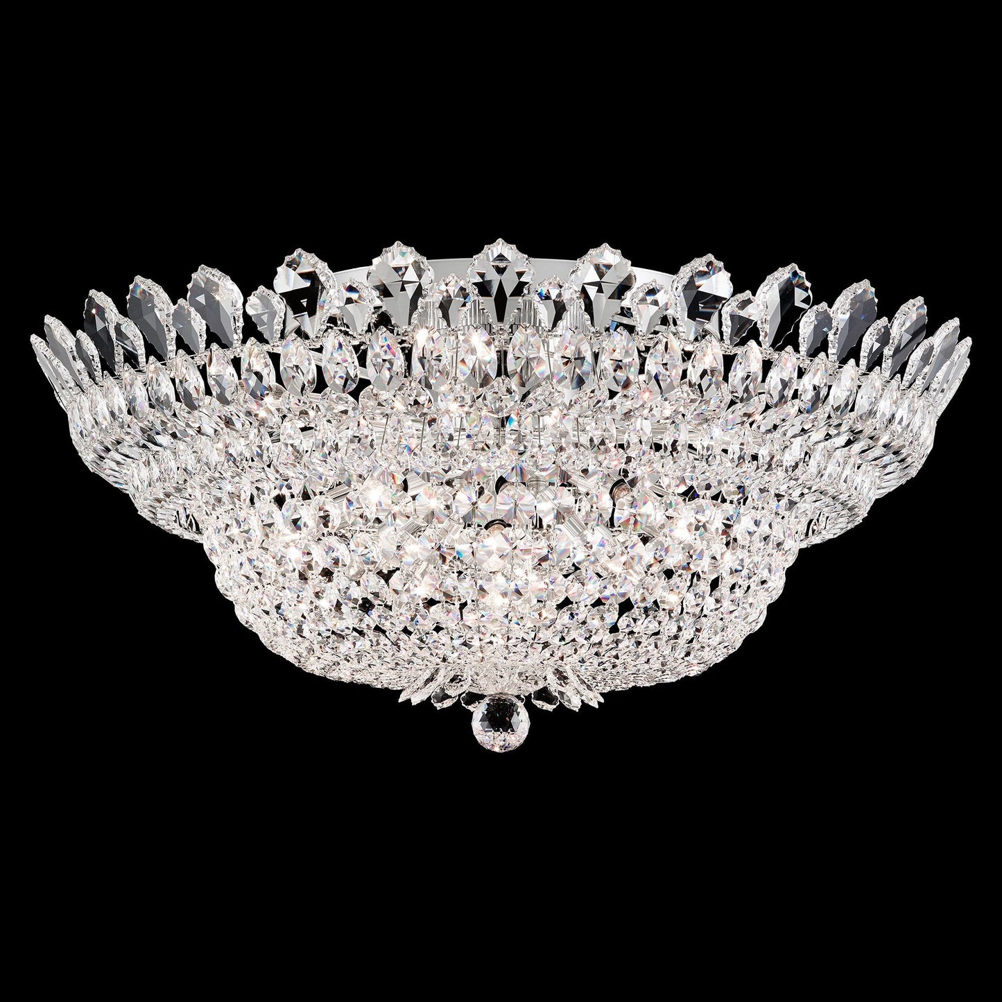 Trilliane 33" Wide Polished Silver Clear Crystal 23-Lt Flush Mt