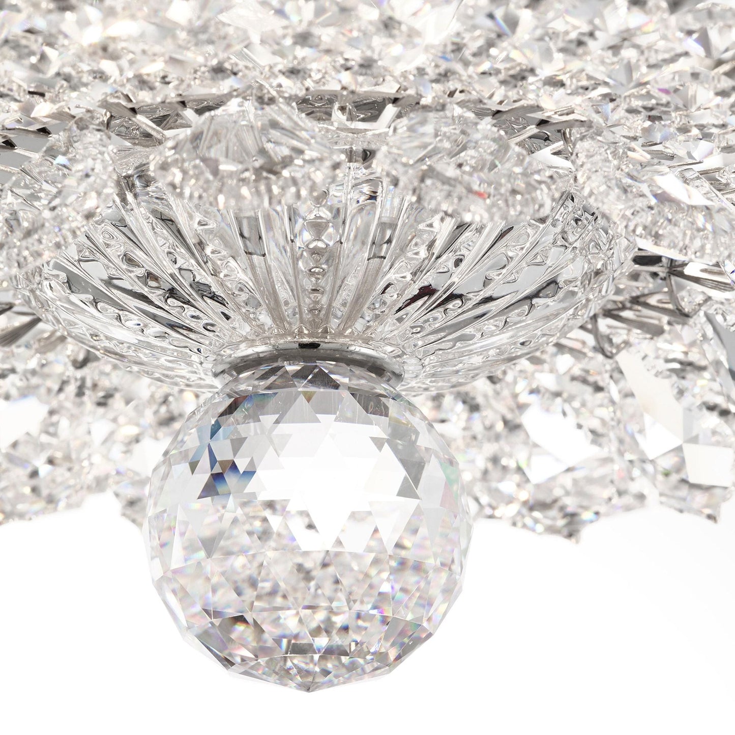 Trilliane 33" Wide Polished Silver Clear Crystal 23-Lt Flush Mt