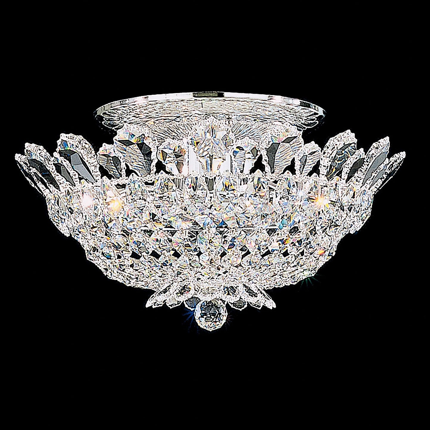 Trilliane 9"H x 19"W 8-Light Crystal Flush Mount in Silver