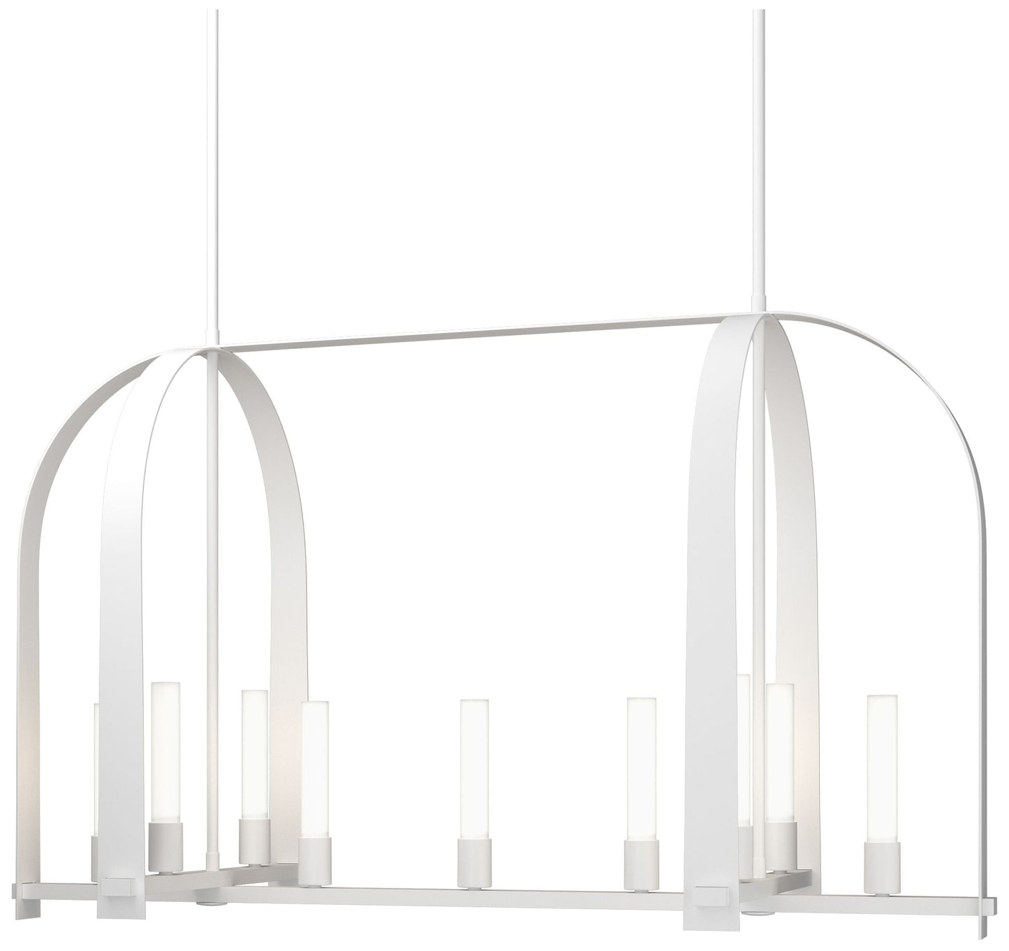 Triomphe 41" Wide 9-Light White Linear Pendant With Frosted Glass Shad