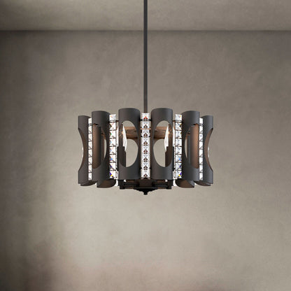 Twilight 8.5"H x 18"W 4-Light Crystal Pendant in Black