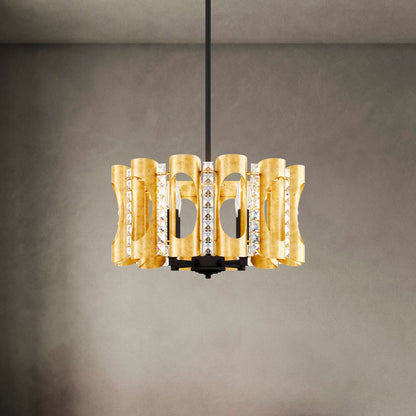 Twilight 8.5"H x 18"W 4-Light Crystal Pendant in Heirloom Gold