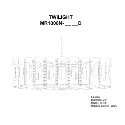 Twilight 8.5"H x 31"W 8-Light Crystal Chandelier in White