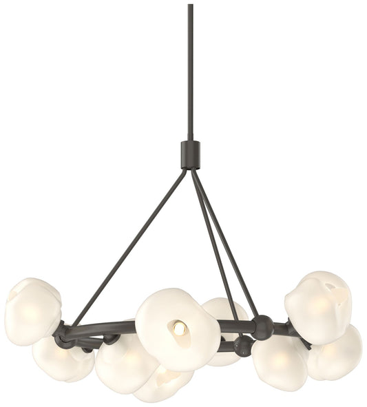 Ume 32" Wide 9-Light Dark Smoke Ring Pendant With Frosted Glass Shade