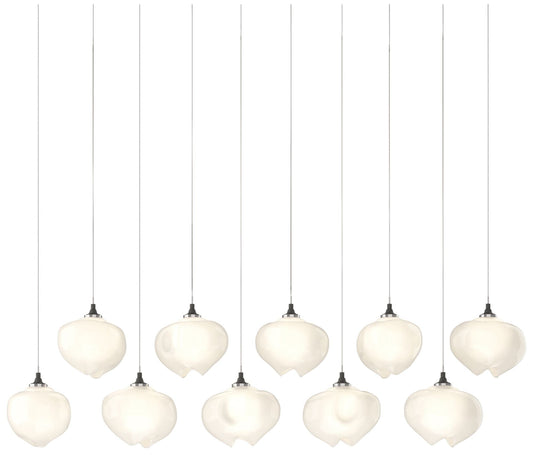 Ume 44.7"W 10-Light Rectangular Natural Iron Long Pendant w/ Frosted S