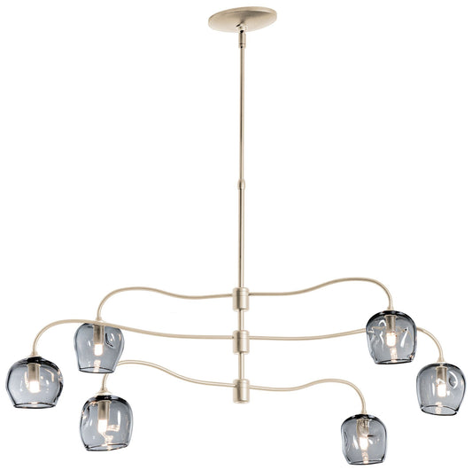Ume 6-Light Pendant - Gold Finish - Cool Grey Glass - Standard Height