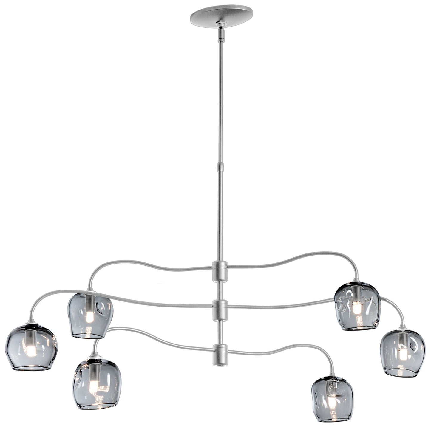 Ume 6-Light Pendant - Platinum Finish - Cool Grey Glass - Standard Height