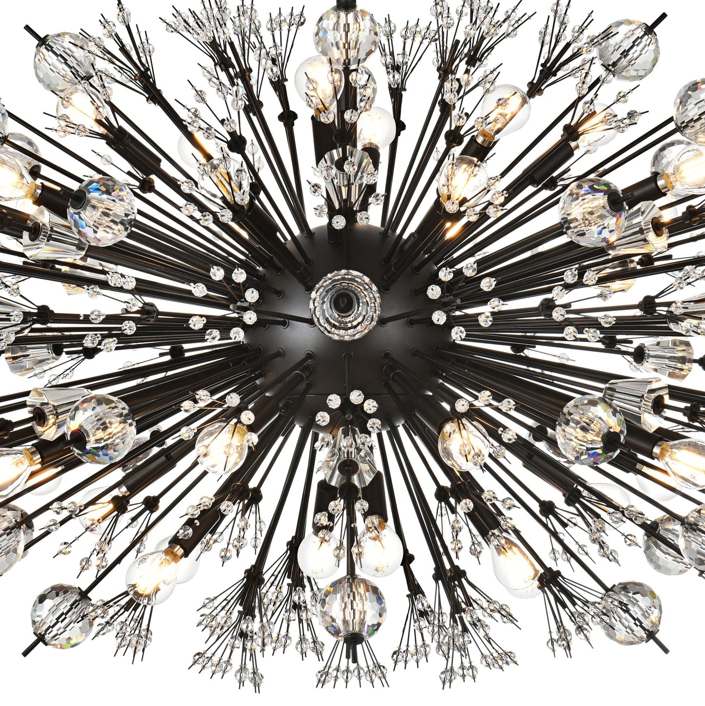 Vera 48" Crystal Starburst Oval Pendant In Black