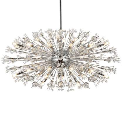 Vera 48" Wide Chrome Metal 38-Light Starburst Oval Pendant