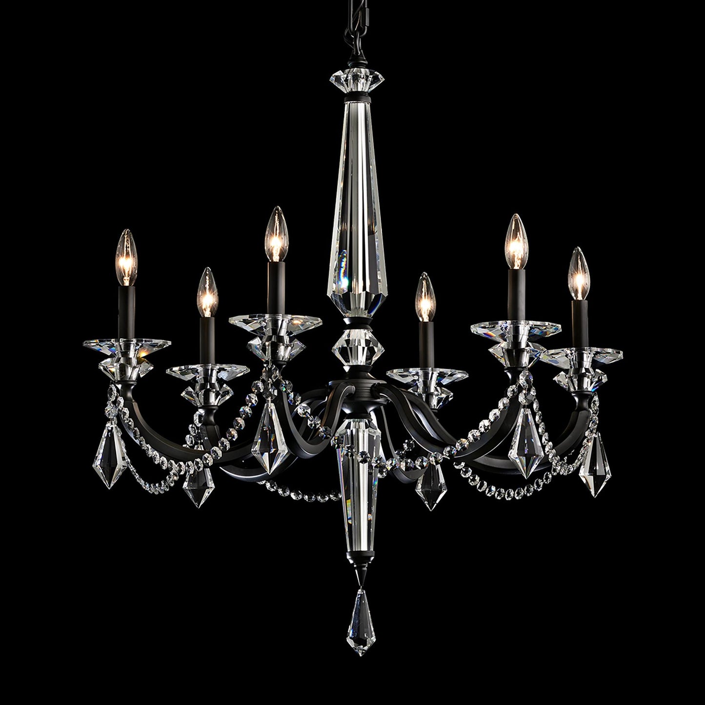 Verona 33.5"H x 29.9"W 6-Light Crystal Chandelier in Black