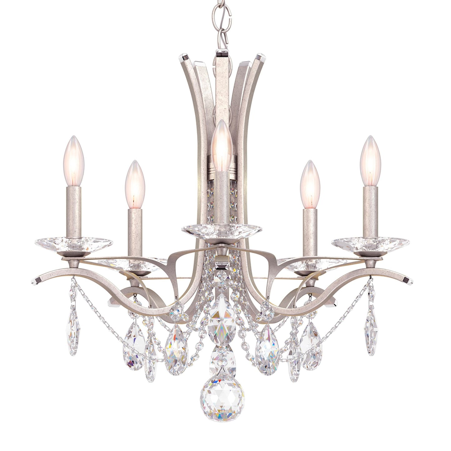 Vesca 20"H x 23"W 5-Light Crystal Chandelier in Antique Silver