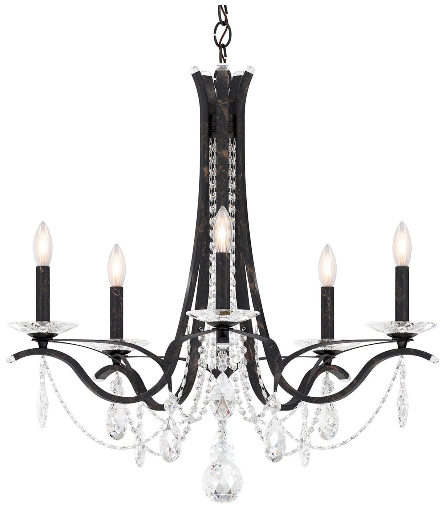 Vesca 27"H x 29"W 5-Light Crystal Chandelier in Heirloom Bronze