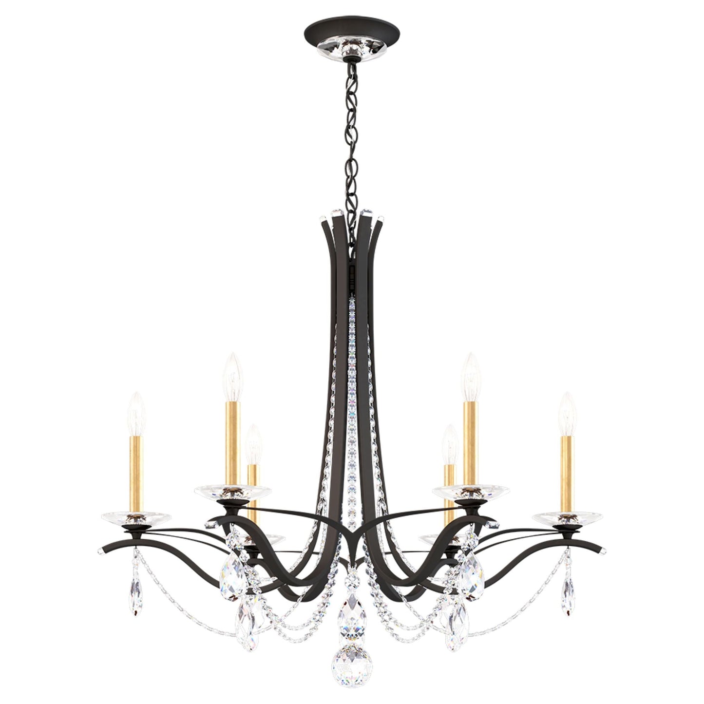 Vesca 29"H x 33"W 6-Light Crystal Chandelier in Black