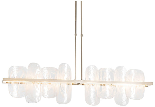 Vitre Large Linear LED Pendant - Gold Finish - White Glass - Short Height