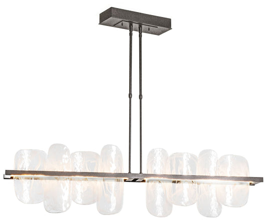 Vitre Large Linear LED Pendant - Iron - White Glass - Standard Height