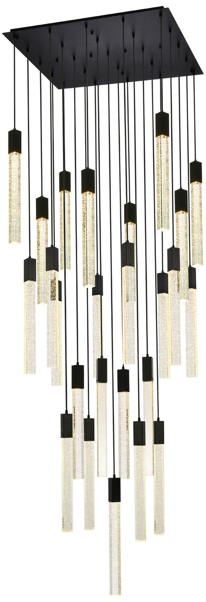 Weston 36" Wide Black and Crystal 25-Light LED Pendant
