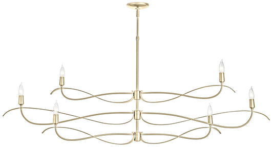 Willow 6-Light Large Chandelier - Brass Finish - Standard Overall Height