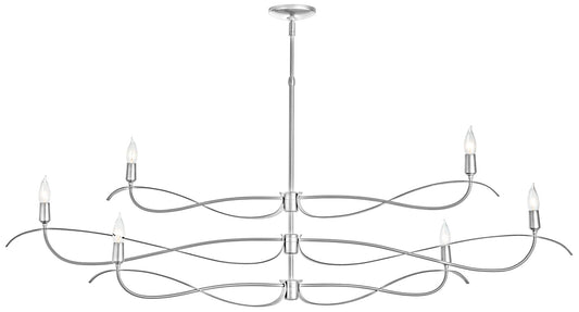 Willow 6-Light Large Chandelier - Sterling Finish - Standard Overall Height